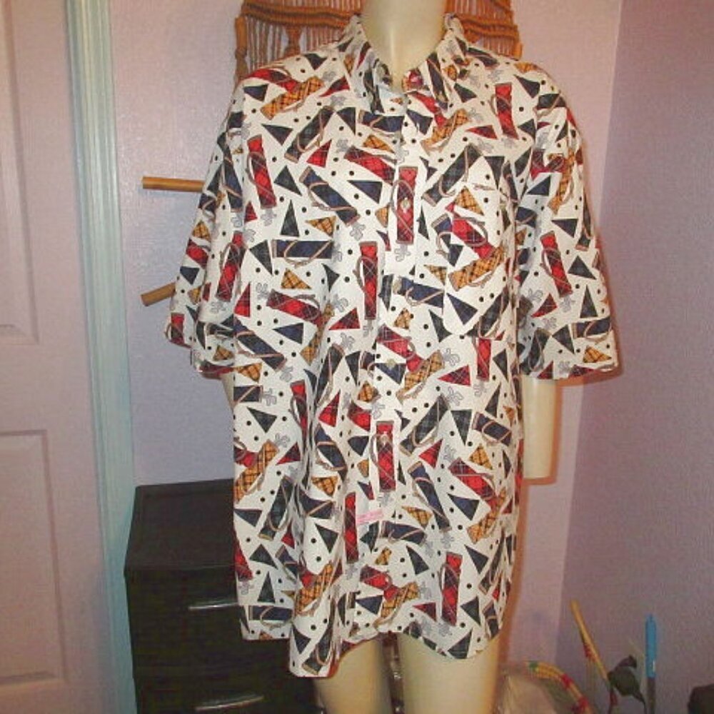Vtg 90s Cotton Mill Button Down Camp Shirt Men's XXL Cotton Par 5 Golf Novelty